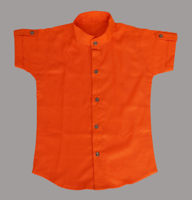 krina fashion Boys Solid Casual Orange Shirt