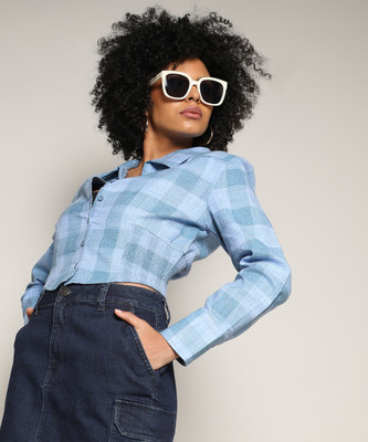 CAMPUS SUTRA Women Solid Casual Blue Shirt