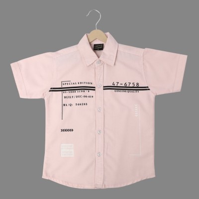 Cremlin Clothing Boys Printed Casual Pink Shirt
