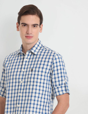 U.S. Polo Assn. Denim Co. Men Checkered Casual Blue Shirt