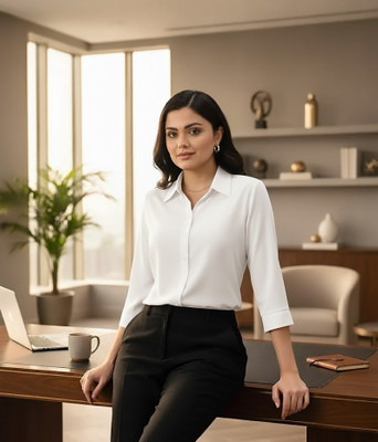 Prieto Women Solid Formal Dark Blue Shirt