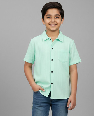 ISHREE Boys Self Design Casual Black Shirt
