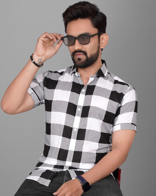 Tyzlo Men Checkered Casual Black, White Shirt