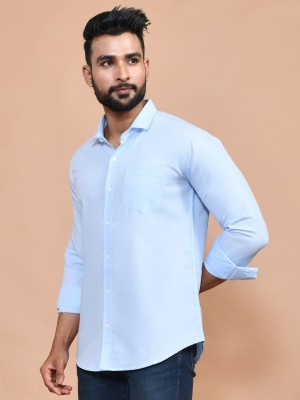 Urbany Men Solid Casual Light Blue Shirt