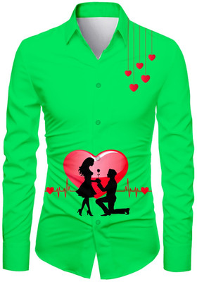 KAPURIYA FAB Men Printed Casual Green Shirt