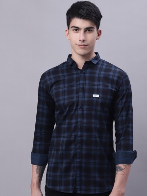 Majestic Man Men Checkered Casual Blue, Black Shirt