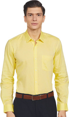 Arthz Fashion Trend Men Solid Casual Yellow Shirt