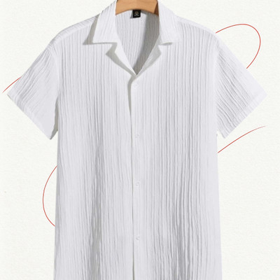 SHIRTWALA Men Self Design Casual White Shirt