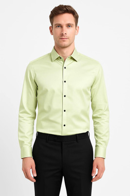 Urban Archer Men Solid Formal Light Green Shirt