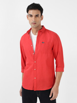 Wrangler Men Solid Casual Red Shirt