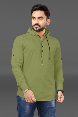 ravendra creation Men Solid Casual Light Green Shirt