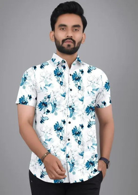 Radiance Creation Men Printed Casual Blue Shirt