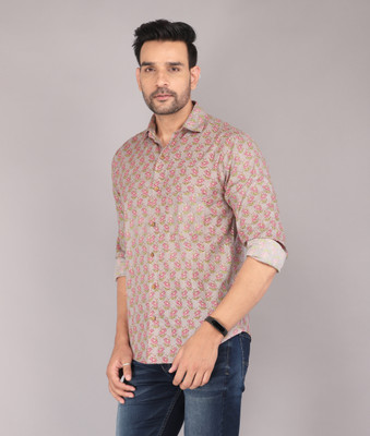 Mehsoos Fashion Men Printed Casual Beige Shirt