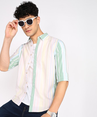 Pepe Jeans Men Striped Casual Pink Shirt