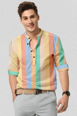 Arth Enterprise Men Striped Casual Multicolor Shirt