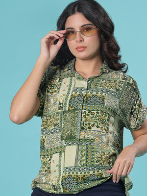 V-MART Women Printed Casual Green Shirt
