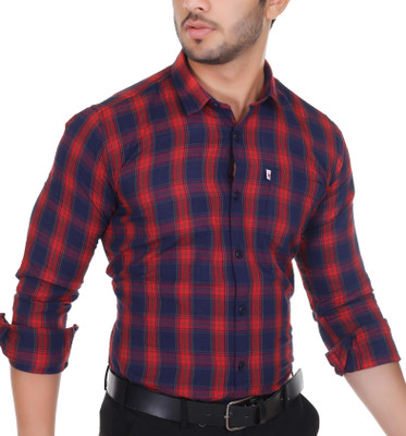 Marc Laurent Men Checkered Casual Blue Shirt