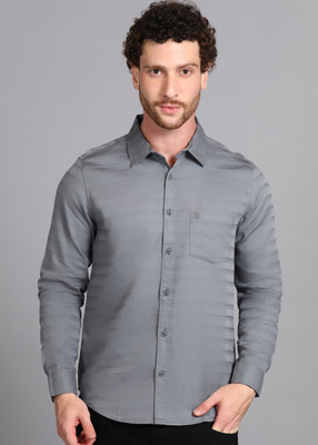 United Colors of Benetton Men Striped Casual Grey Shirt