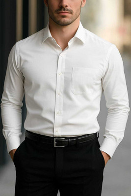Fashion Science Men Solid Party White Shirt