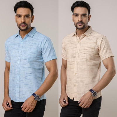 AUZAAI COLLECTION Men Printed Casual Multicolor Shirt(Pack of 2)