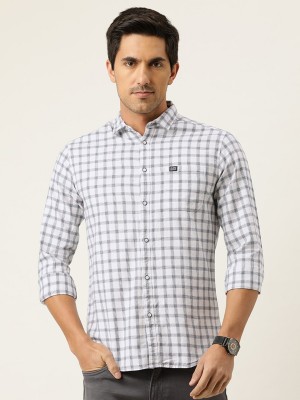 The Indian Garage Co. Men Checkered Casual White Shirt