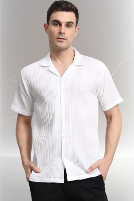 Dharamraj Fashion Men Self Design Casual White Shirt