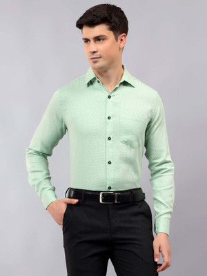 Apektra Men Self Design Casual Light Green Shirt