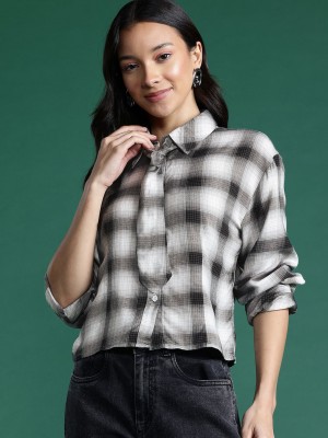 Dressberry Women Checkered Casual Black Shirt