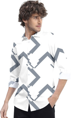 HEMAS LIFESTYLE Men Printed Casual White Shirt