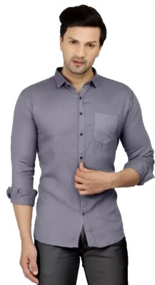 Wristy Men Solid Casual Grey Shirt