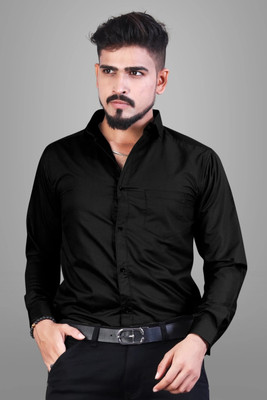 VARANI CREATION Men Solid Formal Black Shirt