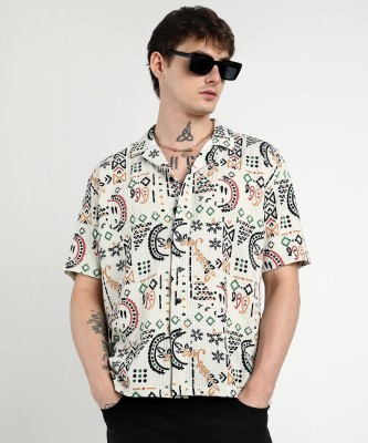 CAMPUS SUTRA Men Printed Casual White Shirt