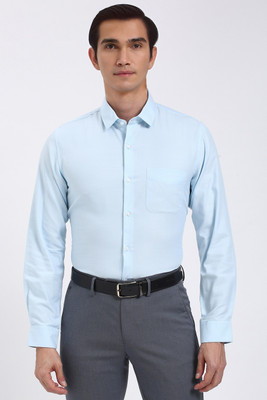 PETER ENGLAND Men Self Design Formal Light Blue Shirt