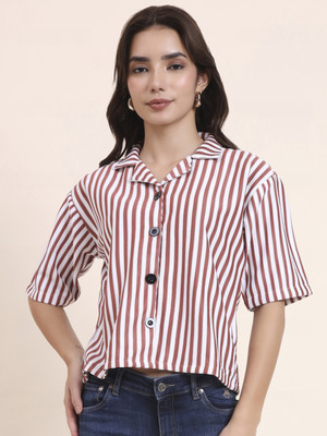 Sofisty Women Striped Casual Red Shirt