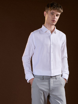 THE BEAR HOUSE Men Solid Formal White Shirt