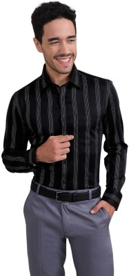 LOUIS STITCH Men Self Design Formal Black Shirt