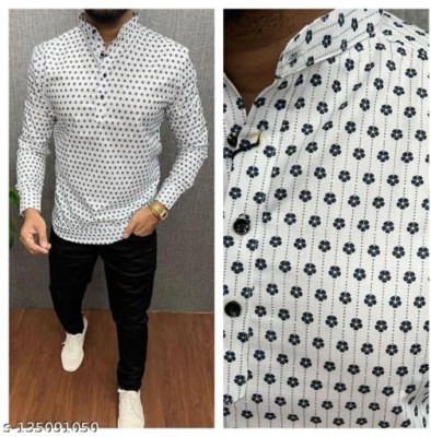 SRBARAIYA CREATION Men Printed Casual White, Black Shirt