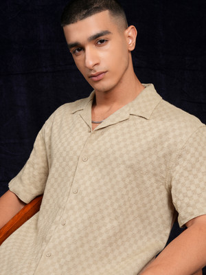 HIGHLANDER Men Solid Casual Beige Shirt