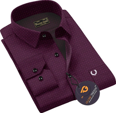 Glusic Trends Men Self Design, Printed Casual Purple Shirt