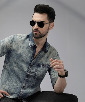 Roadster Men Washed Casual Blue Shirt