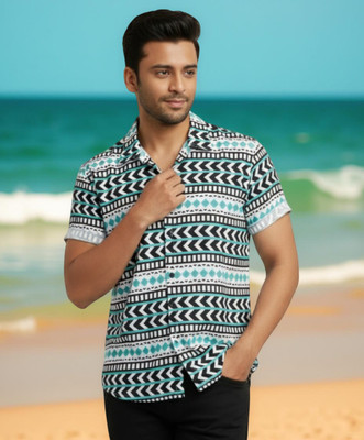 Jeny Trends Men Printed Casual Light Blue Shirt