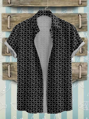 Radha Krishna Fashion Men Printed Casual Black, White Shirt