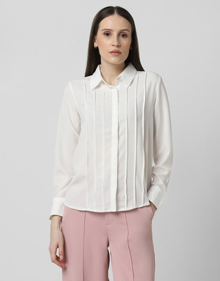 VAN HEUSEN Women Solid Formal White Shirt