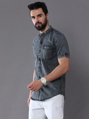 CHEEBA Men Solid Casual Grey Shirt