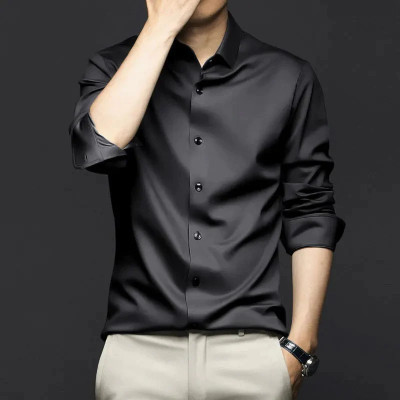SOLSTICE Men Solid Party Black Shirt