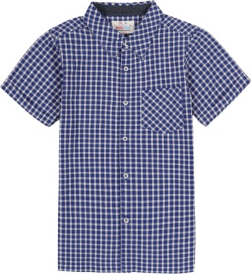 YOUNG BIRDS Baby Boys Checkered Casual Dark Blue, White Shirt