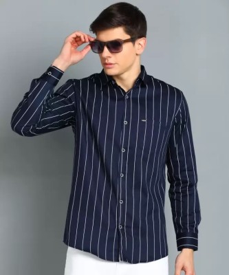 RODIEZ Men Striped Casual Dark Blue, White Shirt