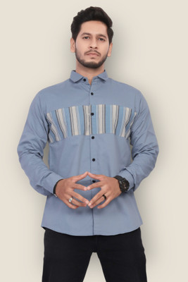 U AND J TREND Men Printed Casual Blue Shirt
