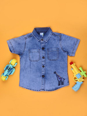 V-MART Baby Boys Solid Casual Blue Shirt