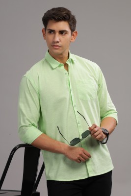 LONDON TRANCE Men Solid Casual Light Green Shirt